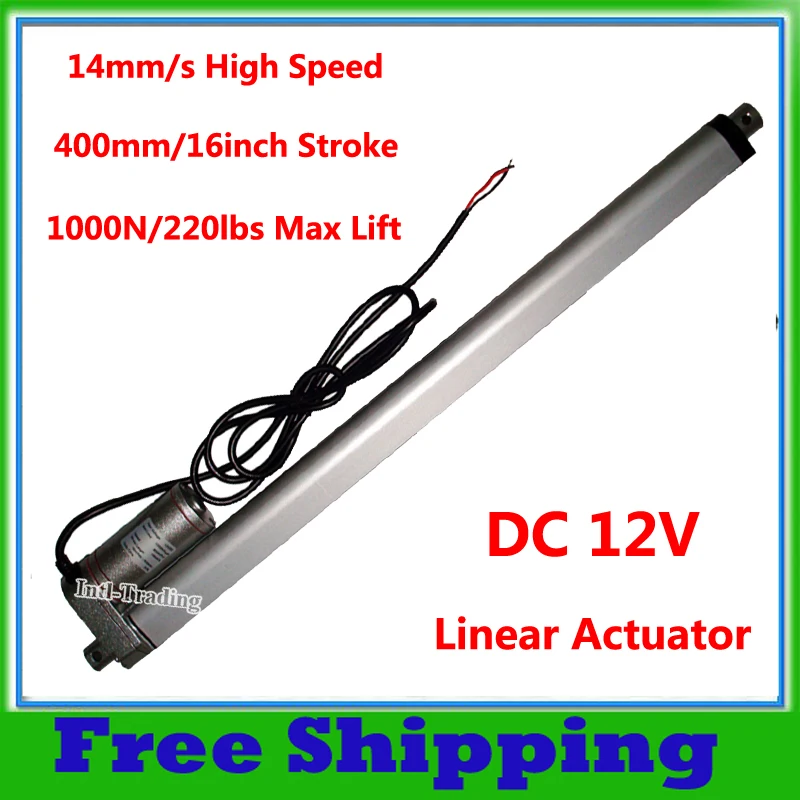 400mm 16" Stroke Heavy Duty Electric Linear Actuator,1000N=100KG 220lbs Max Load 14mm/sec 12V DC Motor Motion for Auto Car Door
400mm 16" Stroke Heavy Duty Electric Linear Actuator,1000N=100KG 220lbs Max Load 14mm/sec 12V DC Motor Motion for Auto Car Door