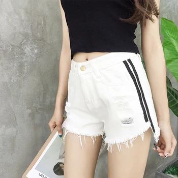 Summer New Striped Contrast Color Denim Shorts Raw Edge Hole Fashion Loose Wide Leg Button Fly Shorts with Tassel
Summer New Striped Contrast Color Denim Shorts Raw Edge Hole Fashion Loose Wide Leg Button Fly Shorts with Tassel