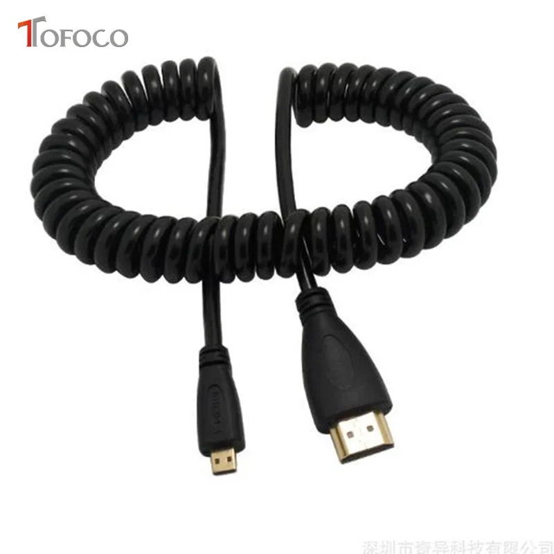 

TOFOCO High-Speed Spring Micro HDMI to HDMI Cable Gold-Plated Supports Ethernet 3D 4K Audio Return Cabo for HDTV XBox Tablet