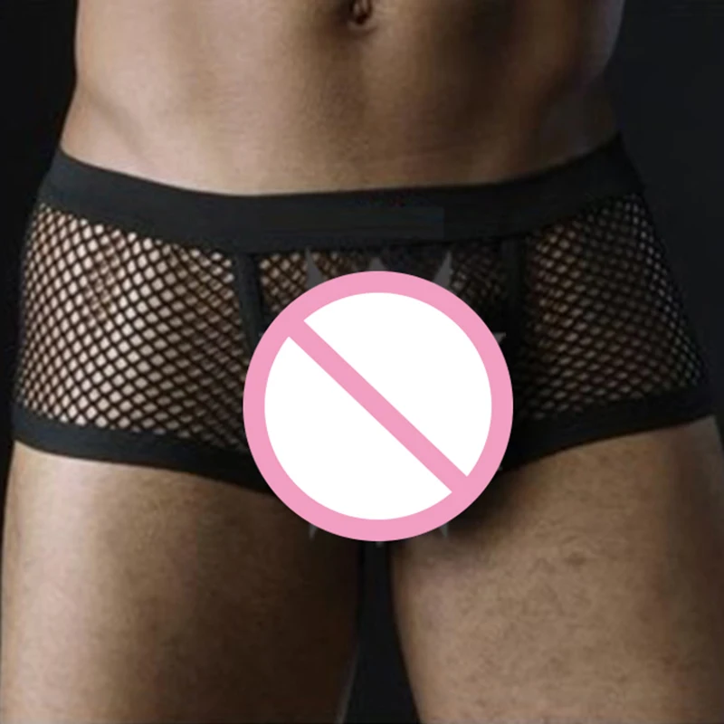 Description Picture 4 of itemCLEVER-MENMODE Sexy Mesh Boxer Men Underwear See Through Transparent Low Waist Nightwear Boxer Shorts Boxershorts Underpants