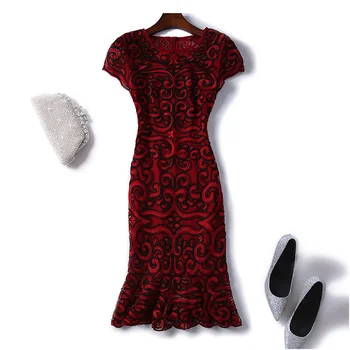 Hot Sale Flower Embroidery Women Dress Fashion O-Neck Short Sleeve Mermaid Dresses D4177
Hot Sale Flower Embroidery Women Dress Fashion O-Neck Short Sleeve Mermaid Dresses D4177