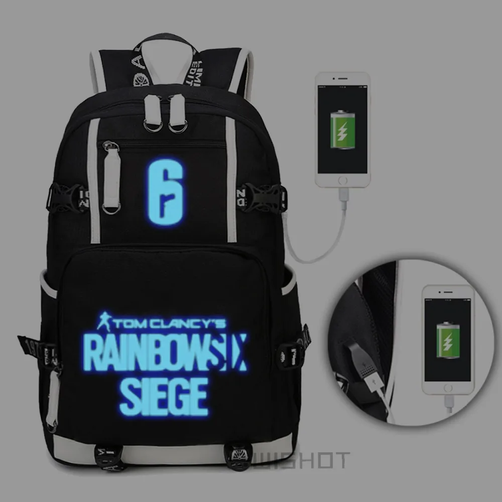 WISHOT Tom Clancy's Rainbow Six Siege Backpack Shoulder travel School Bag for teenagers with USB Charging Port Luminous Bags
WISHOT Tom Clancy's Rainbow Six Siege Backpack Shoulder travel School Bag for teenagers with USB Charging Port Luminous Bags
