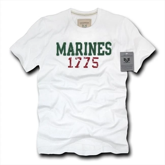 Rapid Dominance R52-MAR-WHT-03 Seal Beach Applique Military T-Shirts Marines White Large