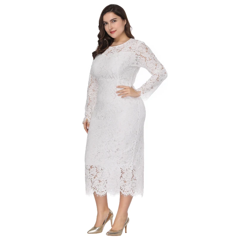 women Elegant black plus size lace dress Summer vestidos 6XL Long large size dress Sexy evening party Big Size dresses white/red 16