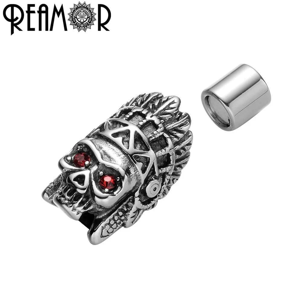 REAMOR 316l нержавеющая сталь индийский главный Магнит пряжка красный глаз с