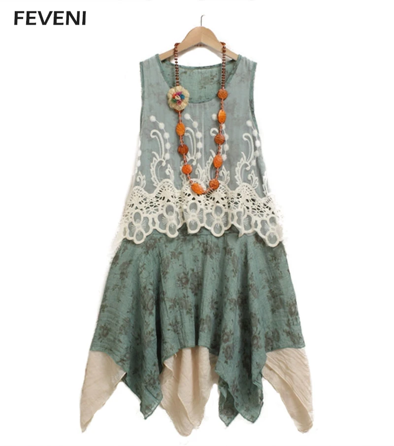 Korean Summer Mori Girl Character Sun Dress Women Mesh Stitching Sleeveless O-Neck Cute Lace Tank Knee Length Dresses Y03526
Korean Summer Mori Girl Character Sun Dress Women Mesh Stitching Sleeveless O-Neck Cute Lace Tank Knee Length Dresses Y03526