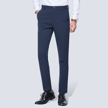 Men's Wrinkle-Free Casual Stretch Solid Trouser Pant Flat-Front Slim Straight-Fit Summer Thin Dark Blue Business Dress Pants
Men's Wrinkle-Free Casual Stretch Solid Trouser Pant Flat-Front Slim Straight-Fit Summer Thin Dark Blue Business Dress Pants