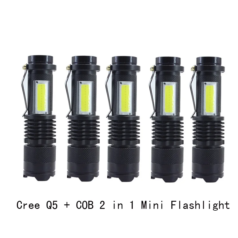 Super Bright Cree Q5 + COB Mini Tactical Flashlight Portable Torch Zoom Lantern Lamp by AA or 14500 For Camping Hiking Emergency
Super Bright Cree Q5 + COB Mini Tactical Flashlight Portable Torch Zoom Lantern Lamp by AA or 14500 For Camping Hiking Emergency