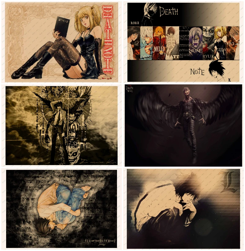 Death NoteL.LawlietYagami LightKraft Poster Wall sticker Retro Poster Japanese Anime Poster Part.2