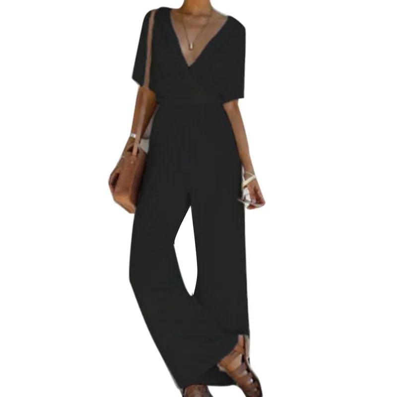 MoneRffi 2018 New Summer Wide Leg Jumpsuit Overalls Long Trousers Short Sleeve Tee Top Fashion Women Black Belted Ladie Playsuit
MoneRffi 2018 New Summer Wide Leg Jumpsuit Overalls Long Trousers Short Sleeve Tee Top Fashion Women Black Belted Ladie Playsuit