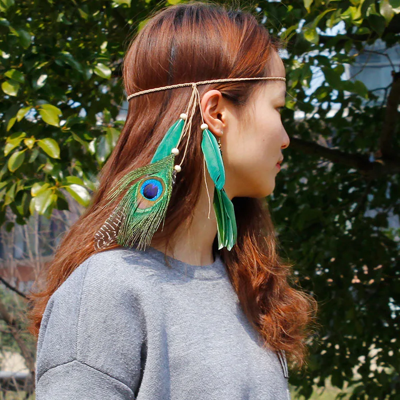 Boho Hair Bands India Peacock Feather Solid Feather Pendant Headdress Bohemian Hippie Festival Hairband FPJFS103
Boho Hair Bands India Peacock Feather Solid Feather Pendant Headdress Bohemian Hippie Festival Hairband FPJFS103