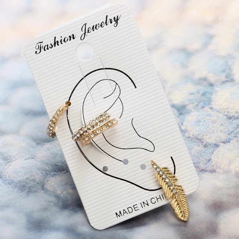 2018 New Punk Gold Color Crystal Feather Shape Studs Earrings Set for Women Girl Geometric Ear Jacket Cuff Jewelry 4pcs 1Set
2018 New Punk Gold Color Crystal Feather Shape Studs Earrings Set for Women Girl Geometric Ear Jacket Cuff Jewelry 4pcs 1Set