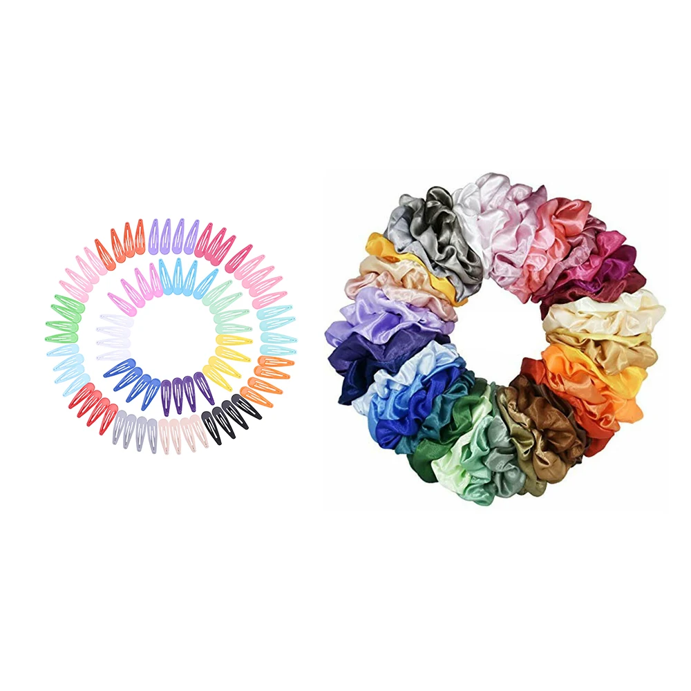 120 Pcs/Set Snap Hair Clips Hair Scrunchies Set Hair Clips Non-slip Hair Pins Silk Satin Ponytail Holder Hair Ties Bands
120 Pcs/Set Snap Hair Clips Hair Scrunchies Set Hair Clips Non-slip Hair Pins Silk Satin Ponytail Holder Hair Ties Bands