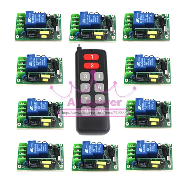 220v 230v RF 1CH channal light /lamp switch ,ON/OFF wireless remote switch adjust output ways 10 receivers Per Set
220v 230v RF 1CH channal light /lamp switch ,ON/OFF wireless remote switch adjust output ways 10 receivers Per Set