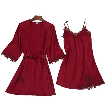 Twinset Robe Set Satin Sleepwear Lady Kimono Bath Gown Flower Nightgown Sexy Home Clothes Intimate Lingerie Wedding Gift M-xxl
Twinset Robe Set Satin Sleepwear Lady Kimono Bath Gown Flower Nightgown Sexy Home Clothes Intimate Lingerie Wedding Gift M-xxl