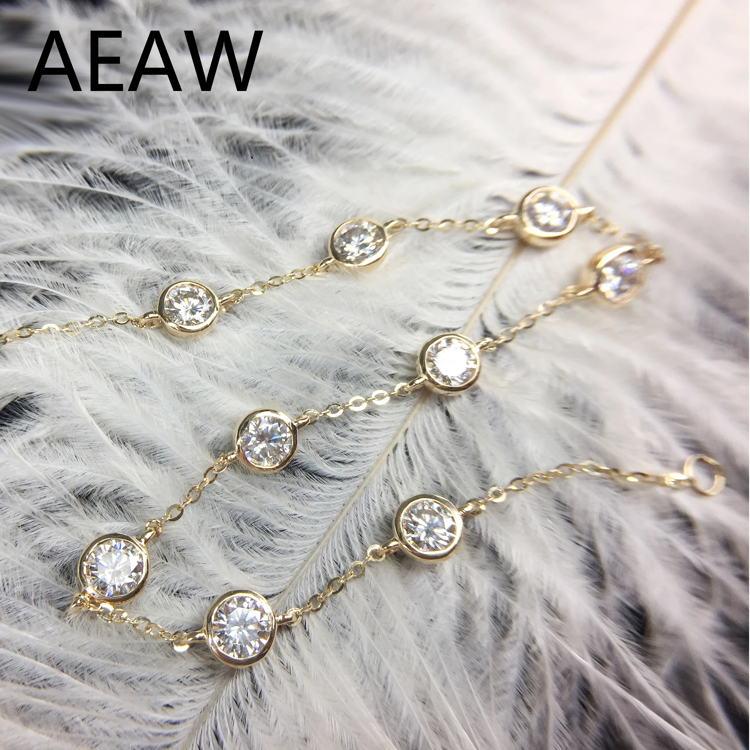 Однотонный браслет для женщин 18K Au750 желтое золото 2 7ctw карат DF цвет Moissanite Lab Grown