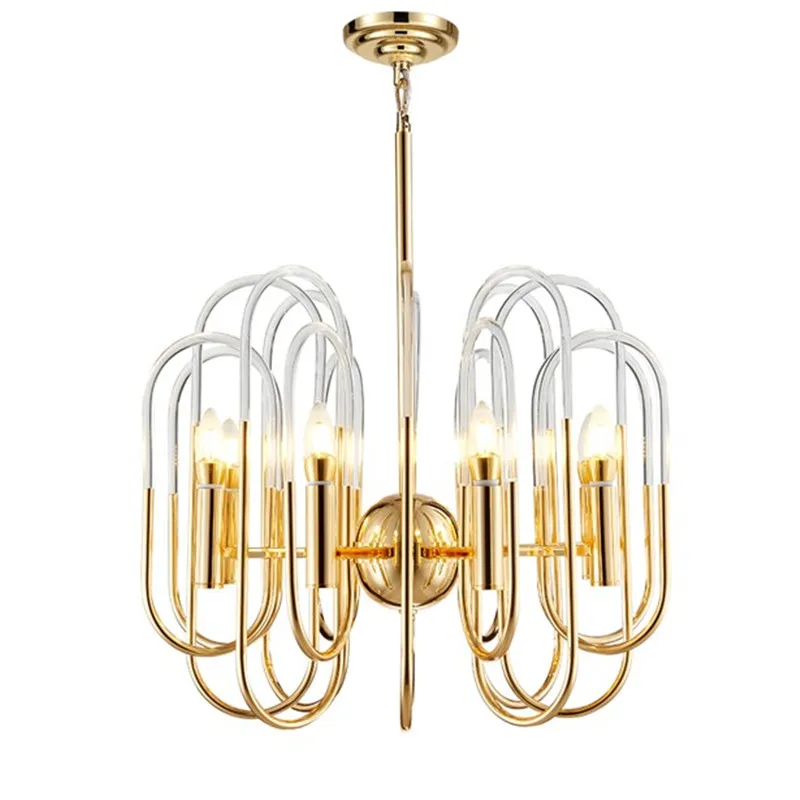 postmodern gold metal acrylic tube chandelier