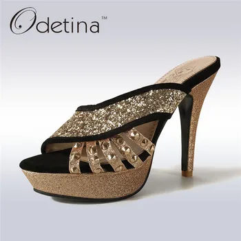 Odetina 2017 Ladies High Heel Mules Slippers For Women Party Sandals Stilettos Open Toe Slingback Heels Platform Slides Rivets
Odetina 2017 Ladies High Heel Mules Slippers For Women Party Sandals Stilettos Open Toe Slingback Heels Platform Slides Rivets