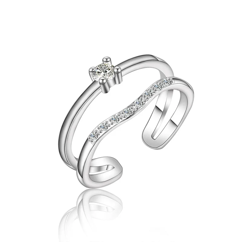 Elegant 2 Layers Adjustable Zircon rings Prevent allergy 925 Sterling Silver Engagement Rings for Women Fashion Jewelry Gifts
Elegant 2 Layers Adjustable Zircon rings Prevent allergy 925 Sterling Silver Engagement Rings for Women Fashion Jewelry Gifts