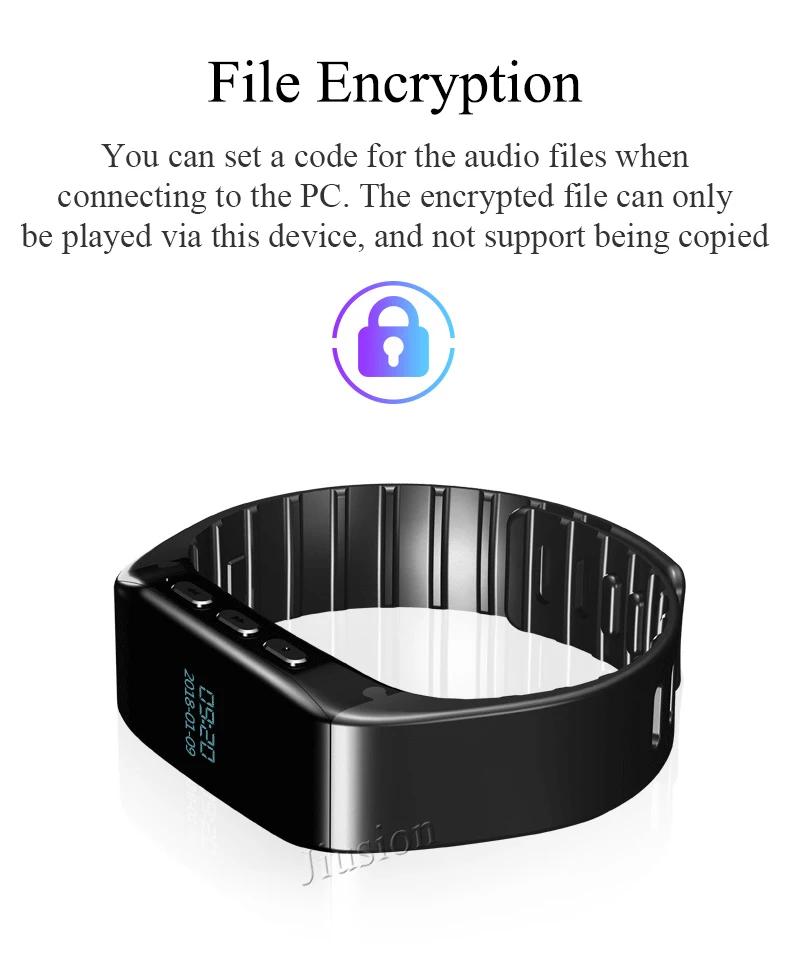 8GB Digital Audio Recorder Wristband Voice Activated Noise Cancel Files