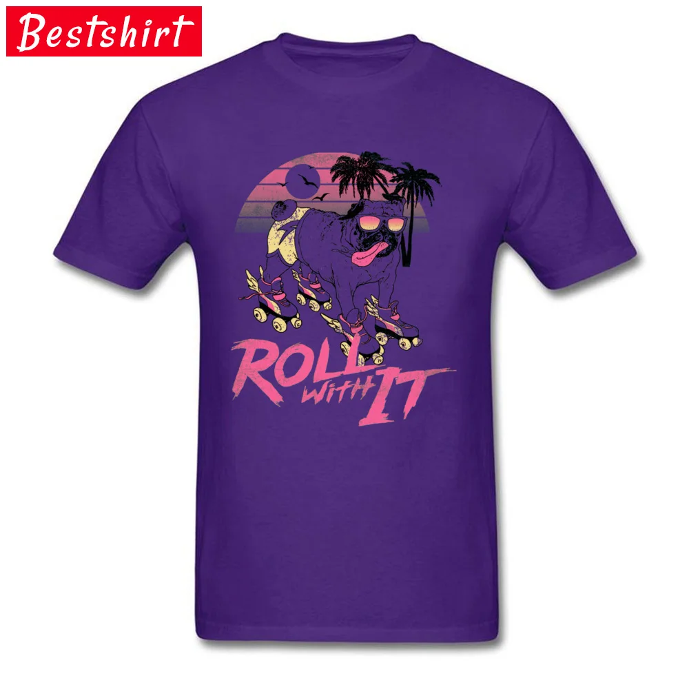 Roll With It -5287 Men's Designer Casual Tops & Tees O Neck Autumn 100% Cotton Tshirts Simple Style Short Sleeve Top T-shirts Roll With It -5287 purple