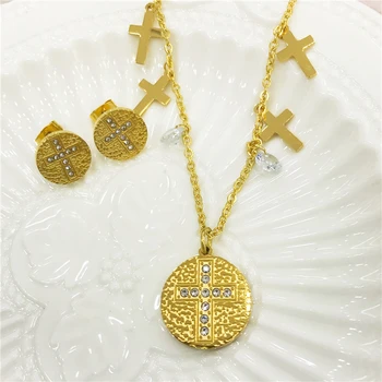 Christian Jesus Cross Necklaces Pendants Women Stainless Steel Crystals Zircon Necklace Earings Jewelry Wedding Gift Accessories
Christian Jesus Cross Necklaces Pendants Women Stainless Steel Crystals Zircon Necklace Earings Jewelry Wedding Gift Accessories