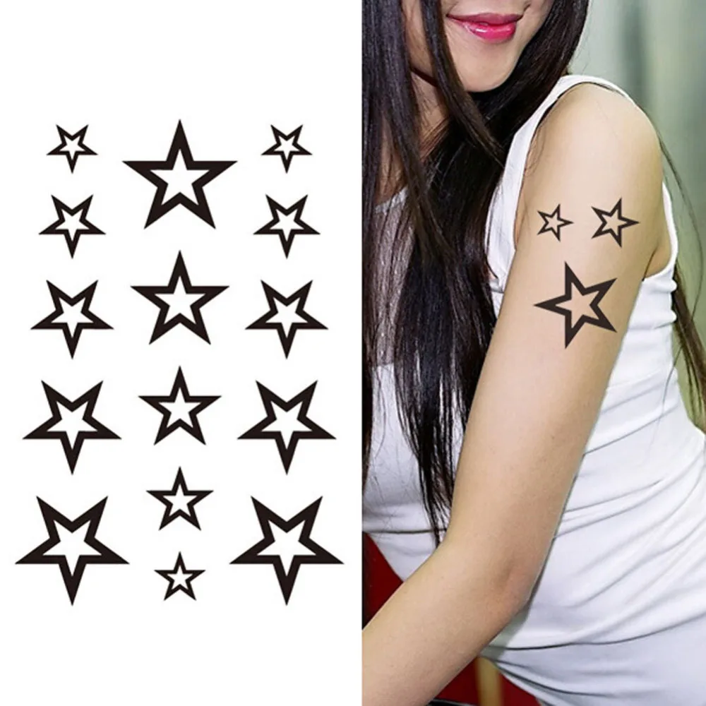 Newly Design Hollow Solid Black Five-pointed Stars Hollow Waterproof Temporary Tattoo Stickers
Newly Design Hollow Solid Black Five-pointed Stars Hollow Waterproof Temporary Tattoo Stickers