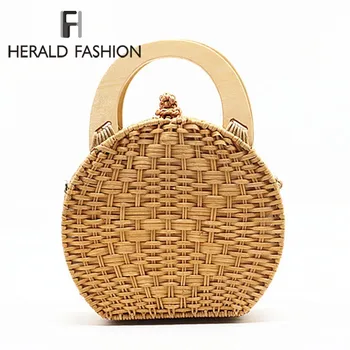 Herald Fashion Women Straw Handbag Wooden Hand-Woven Summer Top-Handle Beach Bag Circular Knitting Female Shoulder Travel Bag
Herald Fashion Women Straw Handbag Wooden Hand-Woven Summer Top-Handle Beach Bag Circular Knitting Female Shoulder Travel Bag