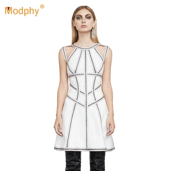 High quality 2019 new elegant white rayon bandage dress summer sleeveless hollow A word mini runway dress celebrity party dress
High quality 2019 new elegant white rayon bandage dress summer sleeveless hollow A word mini runway dress celebrity party dress