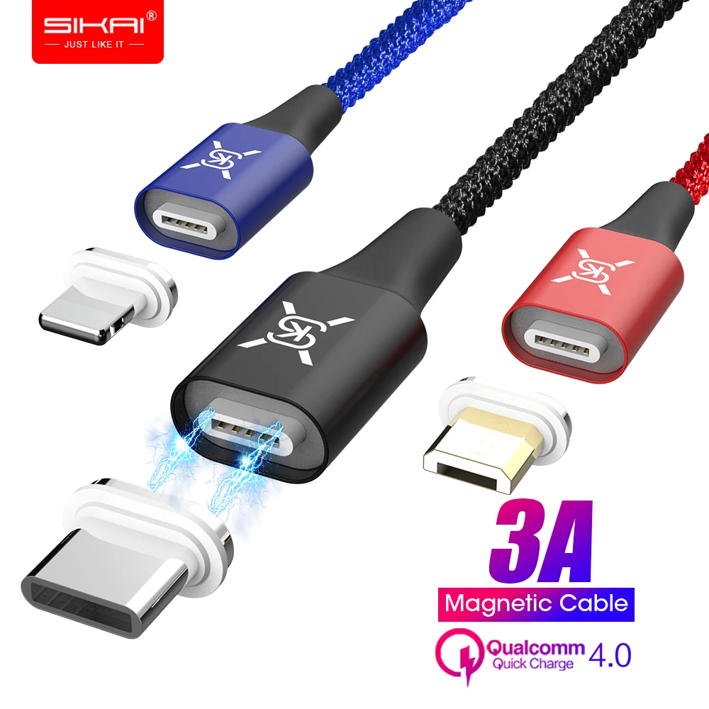 SIKAI QC 4.0 3A Magnetic Cable Micro USB Type C Cable For iPhone X 7 Data Cable Fast Charging USB C Charger For Huawei Samsung
SIKAI QC 4.0 3A Magnetic Cable Micro USB Type C Cable For iPhone X 7 Data Cable Fast Charging USB C Charger For Huawei Samsung