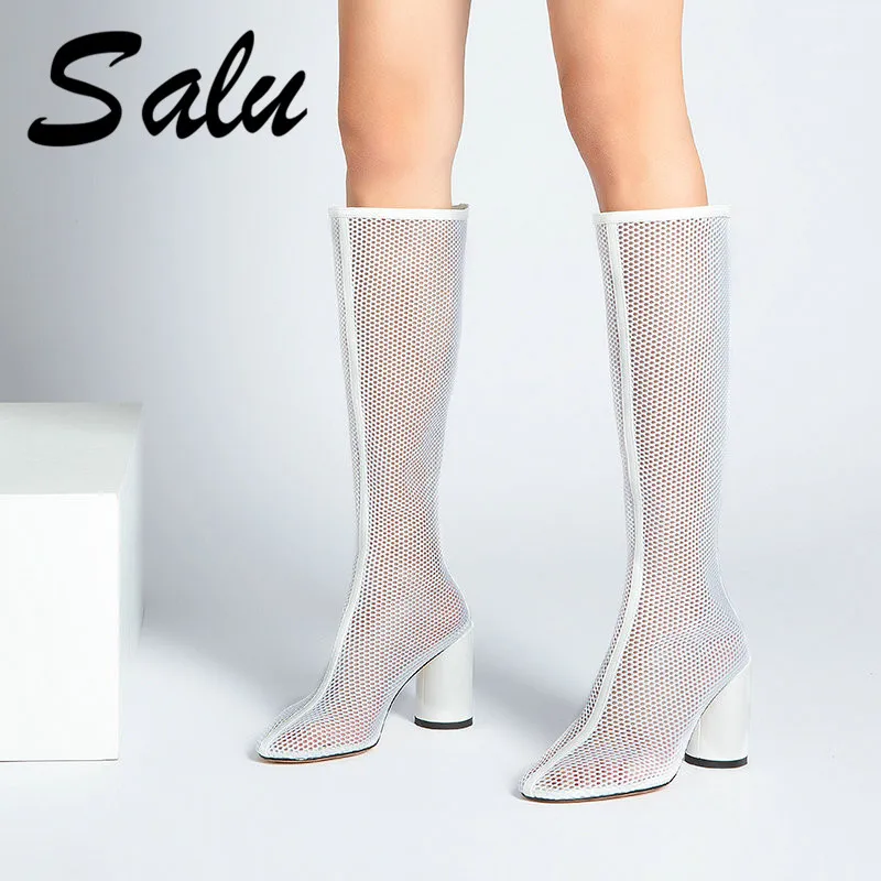 Salu 2019 Genuine Leather Fashion Women Knee High Boots Breathable Mesh Shoes Strange Heels Lady Platform Shoes Summer Boots
Salu 2019 Genuine Leather Fashion Women Knee High Boots Breathable Mesh Shoes Strange Heels Lady Platform Shoes Summer Boots