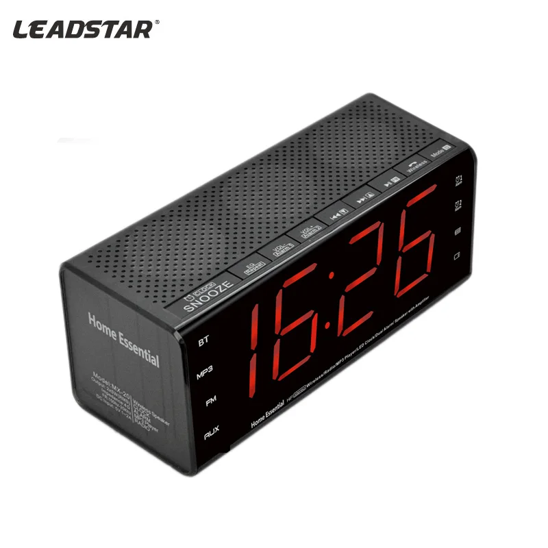 Leadstar Wireless Bluetooth Speaker FM Radio Clock with Alarm and Adjust Brightness function
Leadstar Wireless Bluetooth Speaker FM Radio Clock with Alarm and Adjust Brightness function