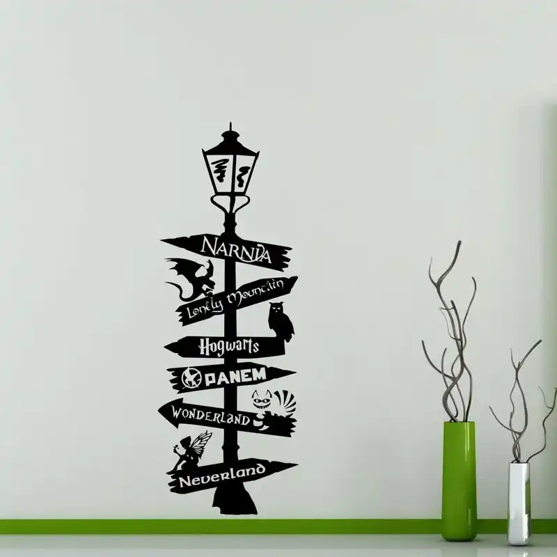 Road Sign Wall Decal Poster Potter Star Wars Narnia Alice