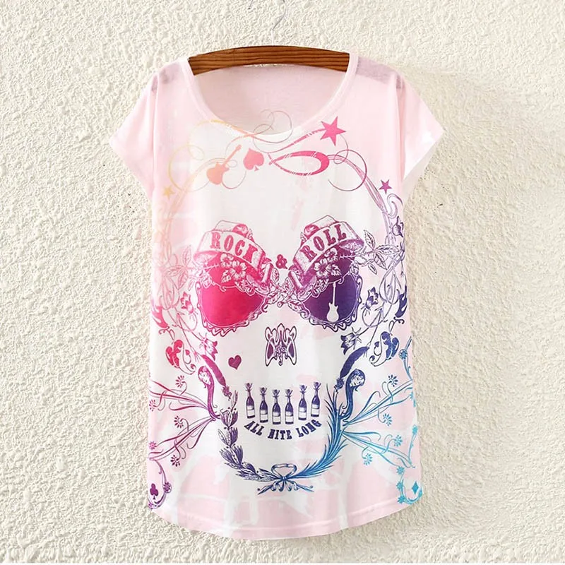 2017 Brand New Polyester T-Shirt Women Short Sleeve t-shirts o-neck Causal loose Skull t shirt Summer top for women
2017 Brand New Polyester T-Shirt Women Short Sleeve t-shirts o-neck Causal loose Skull t shirt Summer top for women