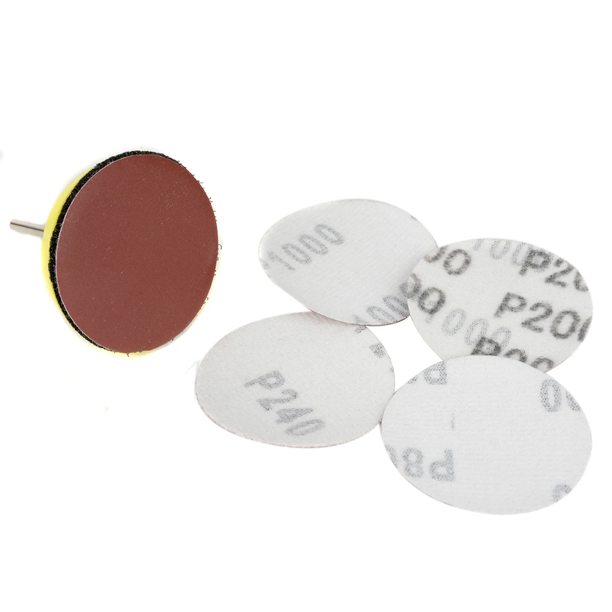 DWZ 1pc 50mm 1/4\`\` Sanding Sander Backing Pad + 1pc Shank + 60pcs Sandpaper Disc