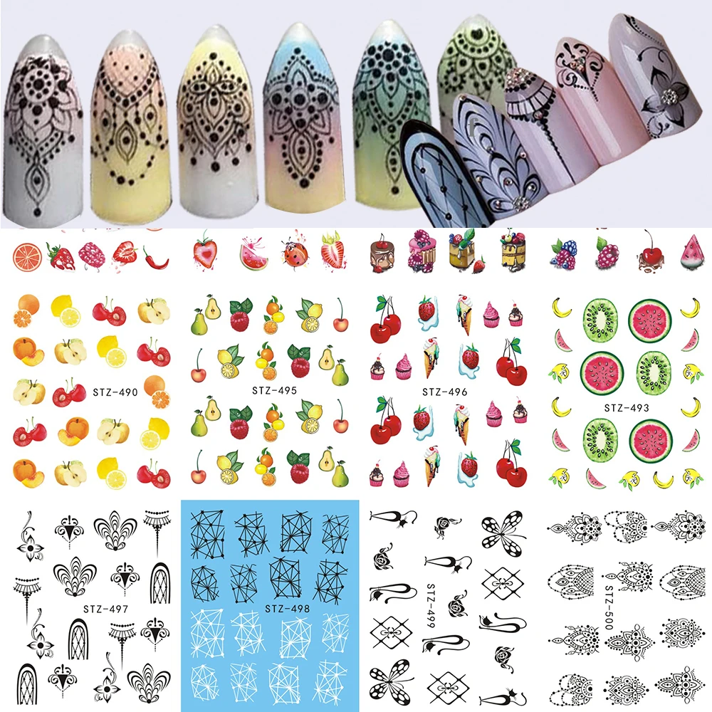 12Sheets Fruit/Jewelry Pattern Nail Stickers Nail Art Water Transfer Tattoo Decals Nail Tips Decals Beauty Decor LASTZ489-500
12Sheets Fruit/Jewelry Pattern Nail Stickers Nail Art Water Transfer Tattoo Decals Nail Tips Decals Beauty Decor LASTZ489-500