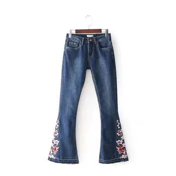 2018 spring models jeans new European and American embroidered high waist flare pants
2018 spring models jeans new European and American embroidered high waist flare pants