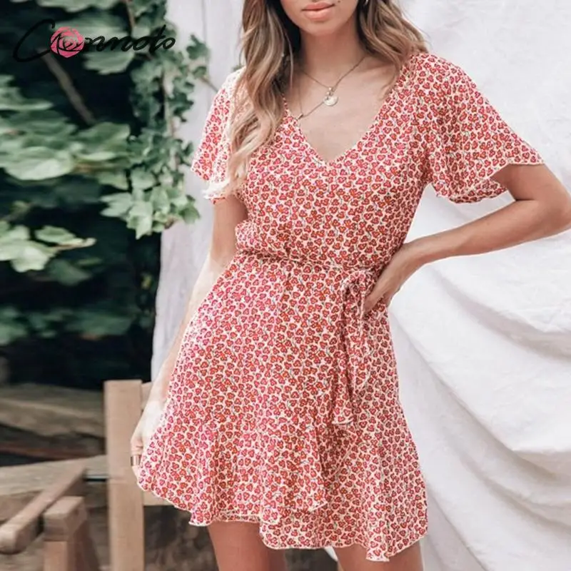Conmoto Party Female Elegant Beach 2019 Summer Dress Women Mini Sexy Dress Red Wrap Short Ruffle Dresses Vestido
Conmoto Party Female Elegant Beach 2019 Summer Dress Women Mini Sexy Dress Red Wrap Short Ruffle Dresses Vestido