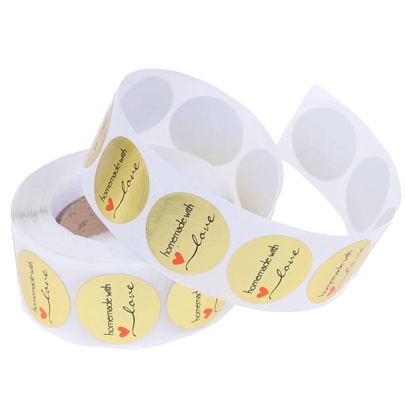 500PCS/roll Round Gold ''homemade with love" Stickers scrapbooking for Package stationery handmade sticker
500PCS/roll Round Gold ''homemade with love" Stickers scrapbooking for Package stationery handmade sticker