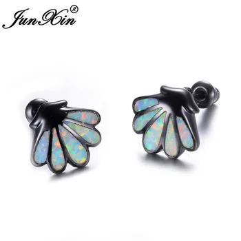JUNXIN Vintage Black Gold Filled Shell Stud Earrings Cute Small White Fire Opal Earring For Women Fashion Birthstone Jewelry
JUNXIN Vintage Black Gold Filled Shell Stud Earrings Cute Small White Fire Opal Earring For Women Fashion Birthstone Jewelry