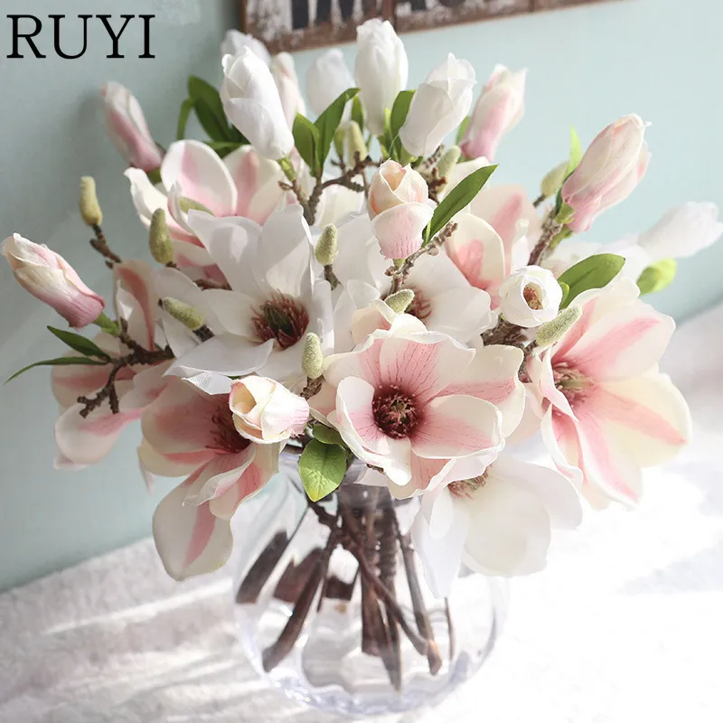 3 heads/bouquet Magnolia artificial silk flower wedding table decoration flowers Christmas gift fake plant 6 colors 1pcs/lot
3 heads/bouquet Magnolia artificial silk flower wedding table decoration flowers Christmas gift fake plant 6 colors 1pcs/lot