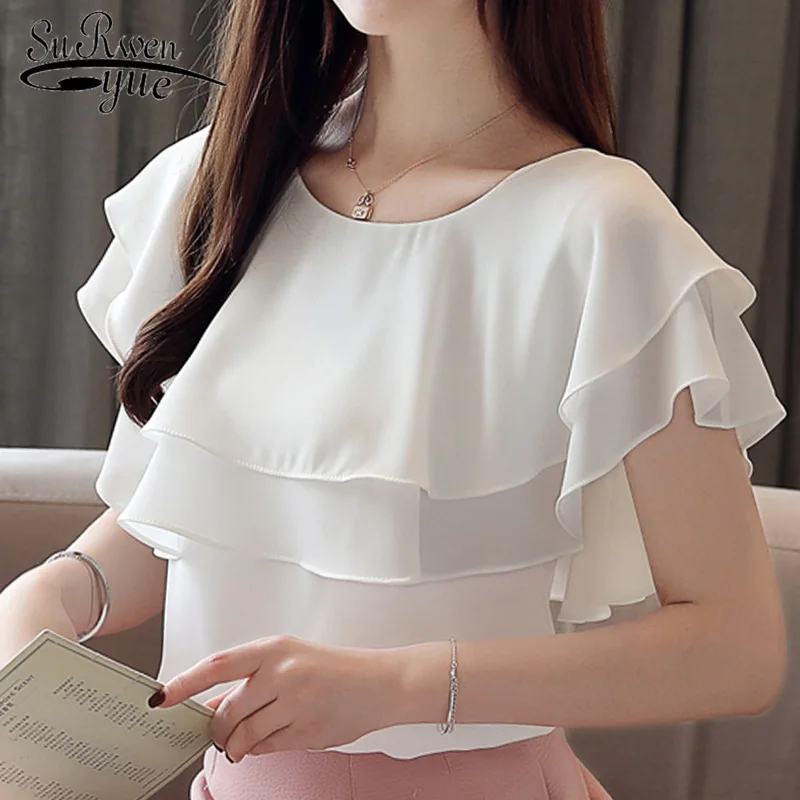 womens tops and blouses O-neck ruffles chiffon blouse women shirts women's summer blouses 2019 short sleeve white blouse 4359 50
womens tops and blouses O-neck ruffles chiffon blouse women shirts women's summer blouses 2019 short sleeve white blouse 4359 50