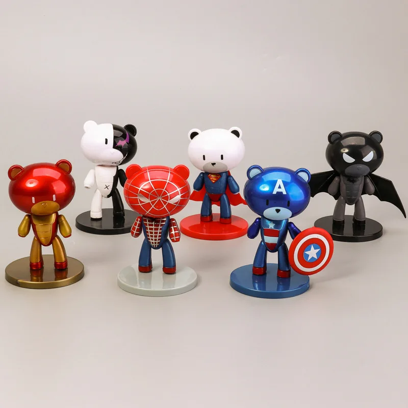 6pcs/lot Anime Marvel The Avengers Bear Of Captain America Spider Man Iron Man Collection Action Figure Toy 10cm Doll Jouet Gift
6pcs/lot Anime Marvel The Avengers Bear Of Captain America Spider Man Iron Man Collection Action Figure Toy 10cm Doll Jouet Gift
