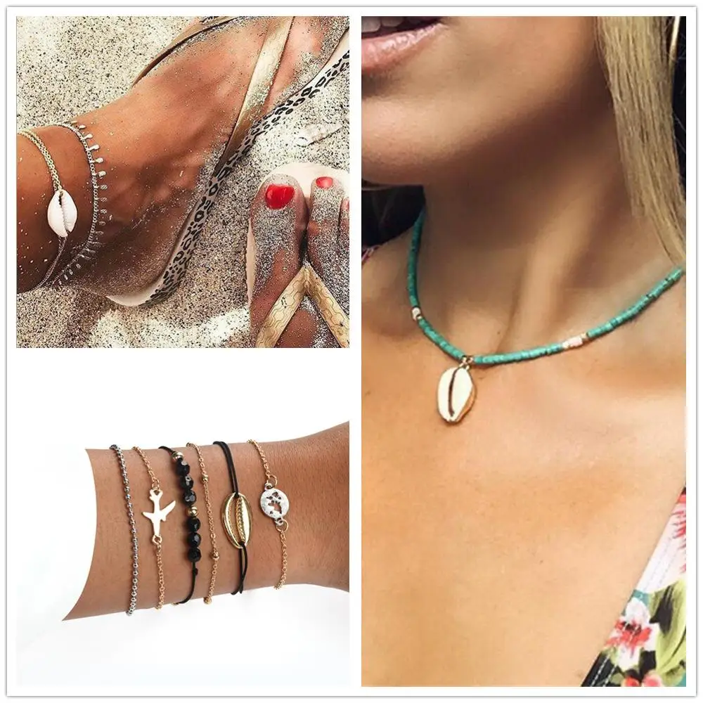 Summer Hot Boho Jewelry Beaded Shell Bracelet Necklace Anklet For Women Statement Indian Bohemian Jewelry Set Choker Pulseras
Summer Hot Boho Jewelry Beaded Shell Bracelet Necklace Anklet For Women Statement Indian Bohemian Jewelry Set Choker Pulseras
