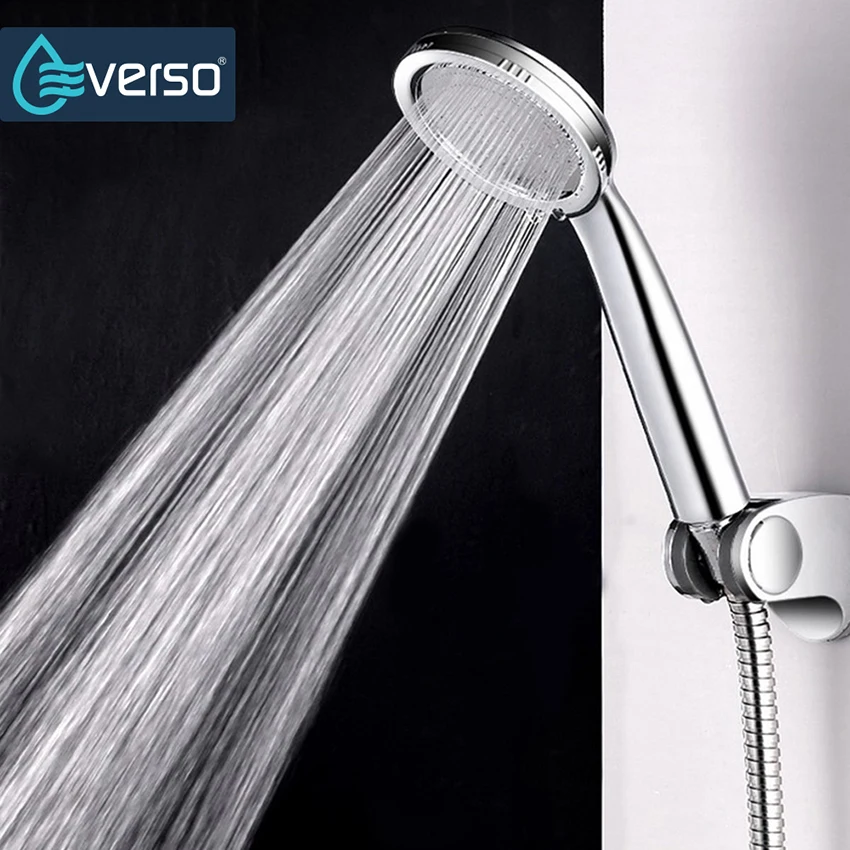 

High Quality Five Fuction Silica Gel Holes Shower Head Water Saving With Chrome Shower head Rainfall Round Handheld Shower