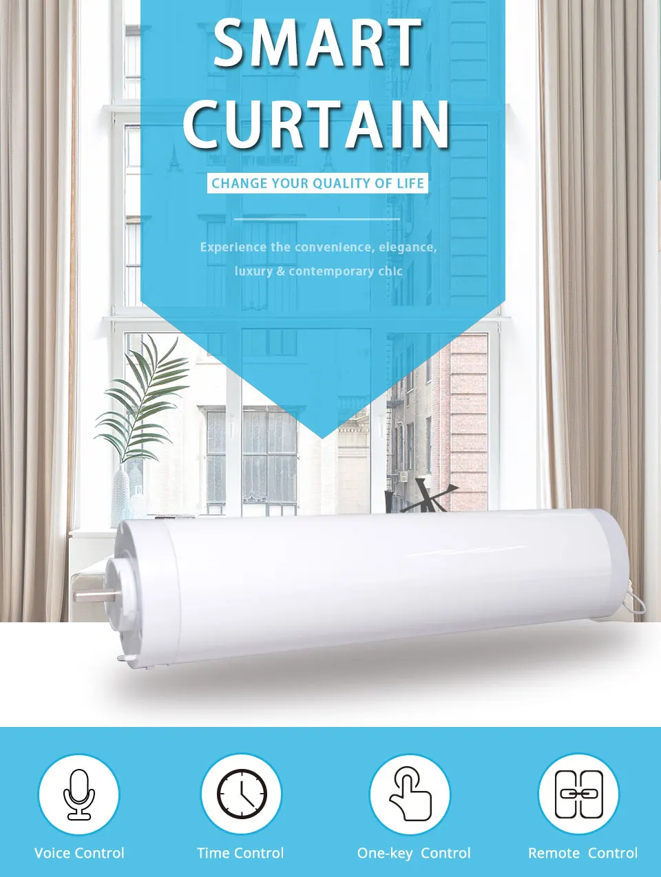 Wifi Smart Automatic Curtain Motor Track System 7