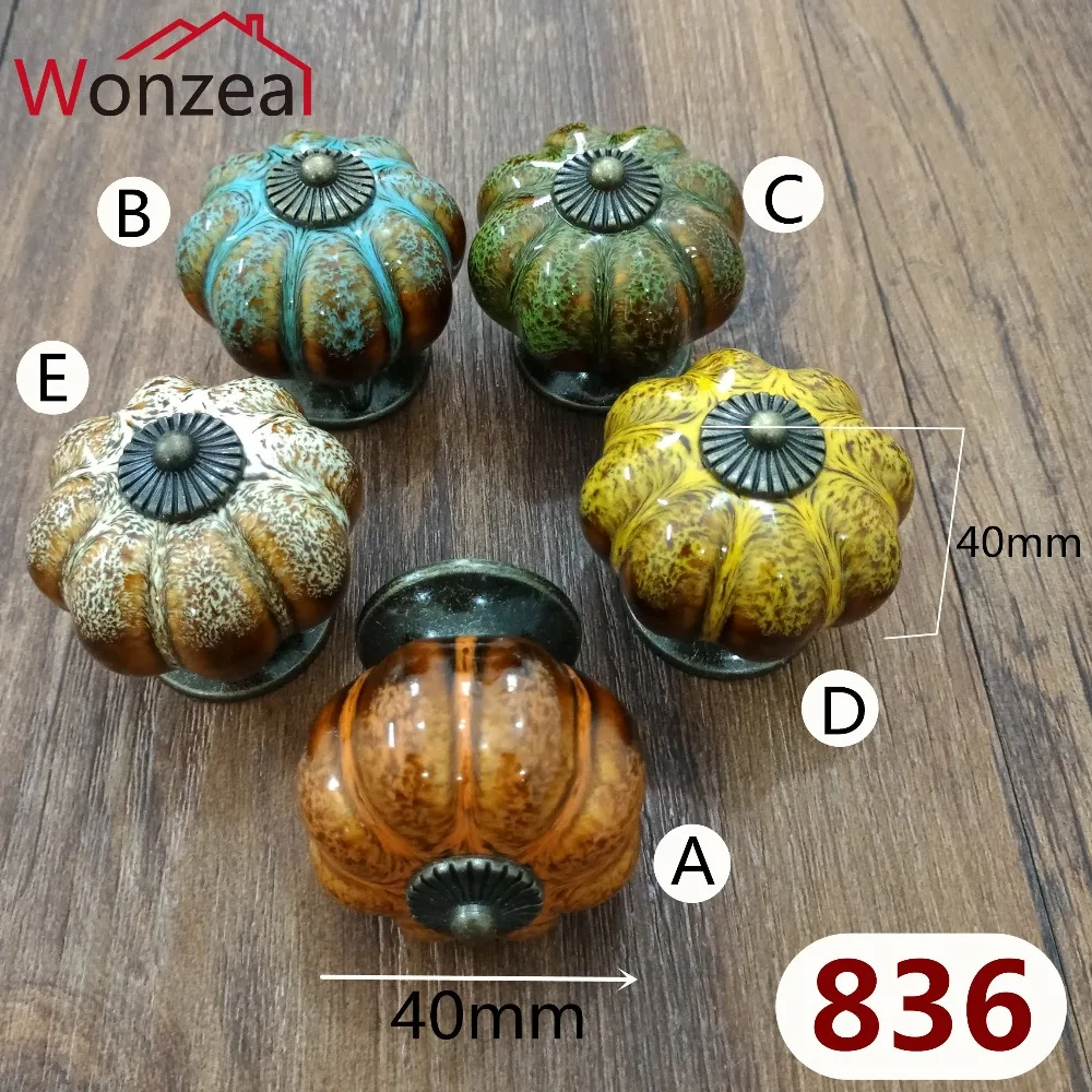 5pcs/set 40*40mm Pumpkin ceramic knob Vintage Colorful dresser door knob Zinc alloy Kitchen Furniture handle cabinet drawer pull
5pcs/set 40*40mm Pumpkin ceramic knob Vintage Colorful dresser door knob Zinc alloy Kitchen Furniture handle cabinet drawer pull