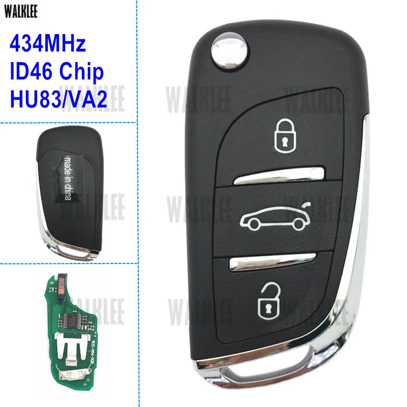 WALKLEE Car Door Lock Remote Key Fit for Citroen C4 C4L C-Elysee DS4 434MHz with ID46 (7941) Chip
WALKLEE Car Door Lock Remote Key Fit for Citroen C4 C4L C-Elysee DS4 434MHz with ID46 (7941) Chip