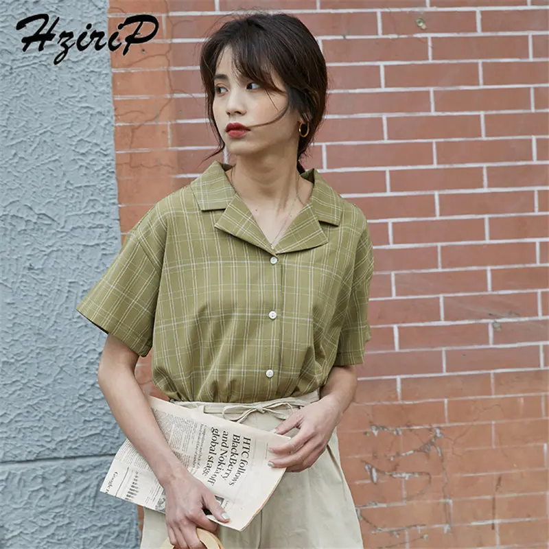 Hzirip Korea Summer Plaid Loose Simple Women New Arrival Simple Fresh All-Match Thin Short Sleeve Sweet Fashion Casual Shirts
Hzirip Korea Summer Plaid Loose Simple Women New Arrival Simple Fresh All-Match Thin Short Sleeve Sweet Fashion Casual Shirts
