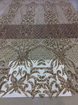 High quality new golden glitter lace fabric, high priced fabric of African Chiffon Lace / wedding evening dress fabric
High quality new golden glitter lace fabric, high priced fabric of African Chiffon Lace / wedding evening dress fabric